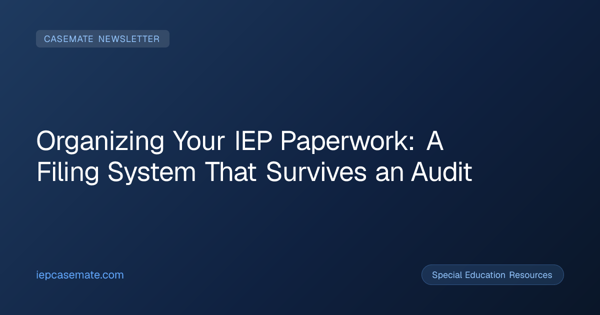 Organizing Your IEP Paperwork: A Filing System That Survives an Audit